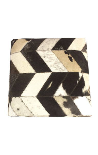 Geometric Hide Pouf Levi, Black (18"x18"x18")