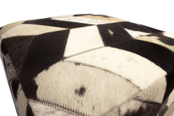 Geometric Hide Pouf Levi, Black (18"x18"x18")