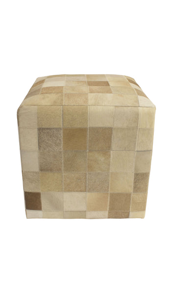 Geometric Hide Pouf Lucas, Brown (18"x18"x18")