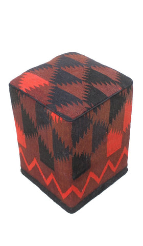 Kilim Pouf Jaarrod, Black (12"x12"x17")