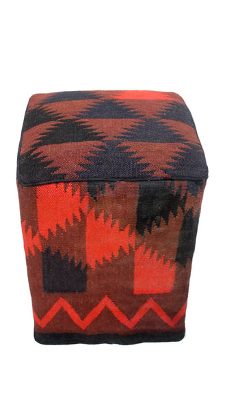 Kilim Pouf Jaarrod, Black (12"x12"x17")