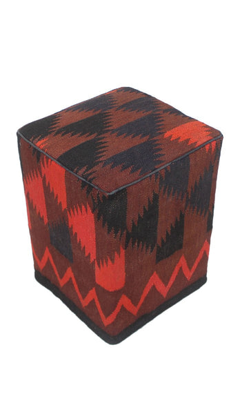 Kilim Pouf Cadie, Black (12"x12"x17")