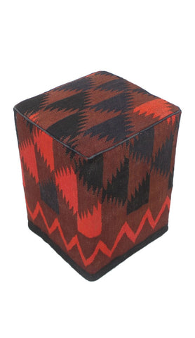Kilim Pouf Cadie, Black (12"x12"x17")