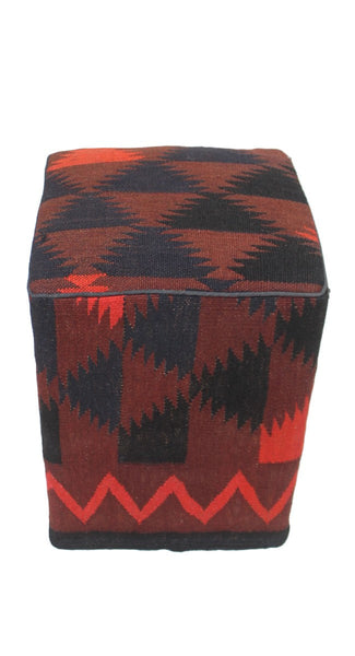 Kilim Pouf Cadie, Black (12"x12"x17")