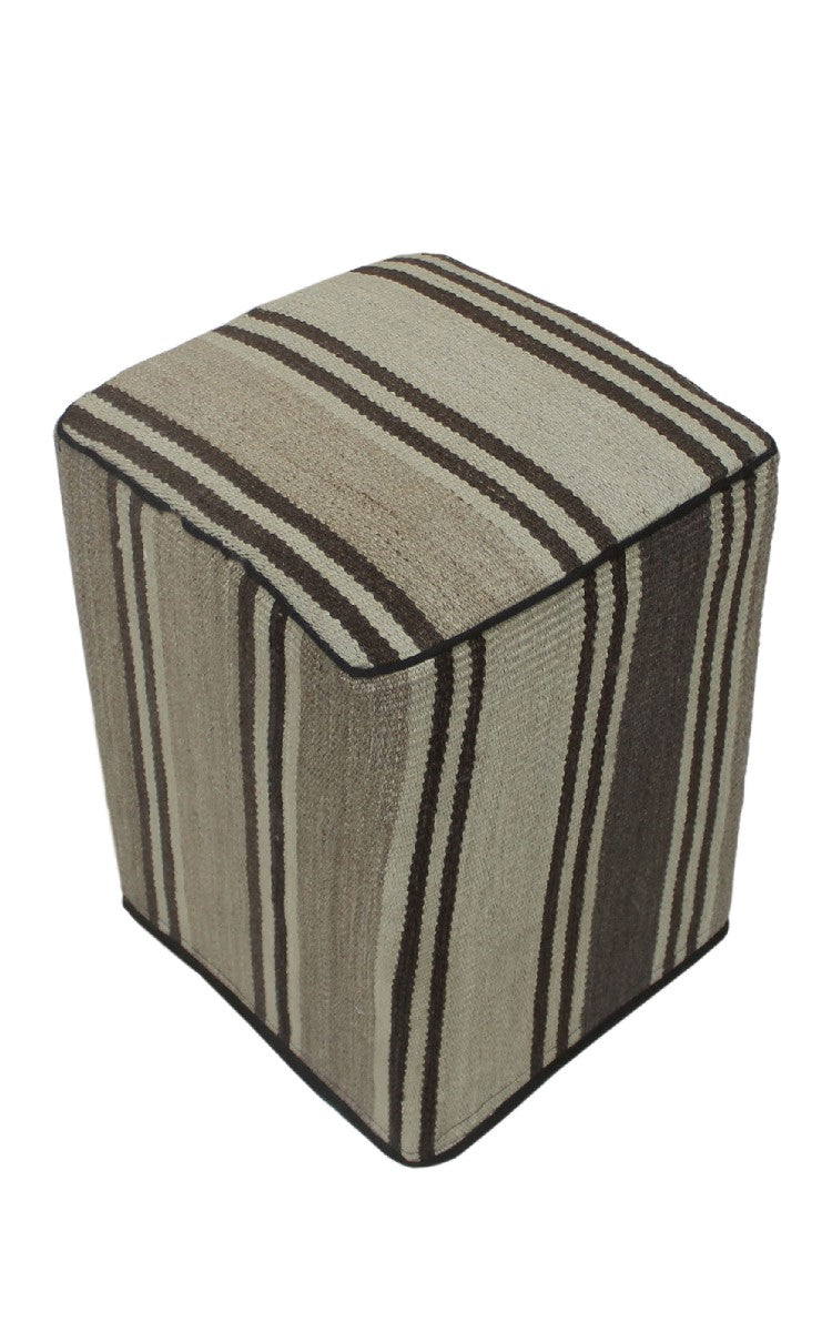 Kilim Pouf Abbott, Beige (12"x12"x17")