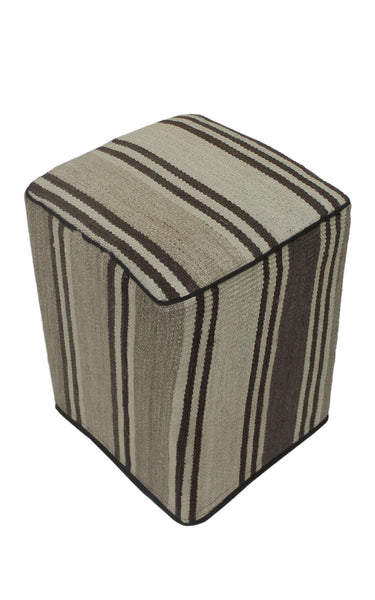 Kilim Pouf Abbott, Beige (12"x12"x17")
