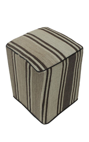 Kilim Pouf Abbott, Beige (12"x12"x17")