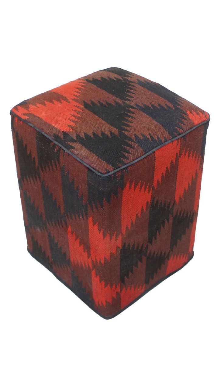 Kilim Pouf Mustapha, Brown (12"x12"x17")