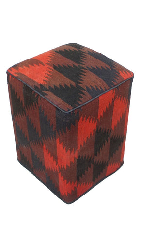 Kilim Pouf Mustapha, Brown (12"x12"x17")