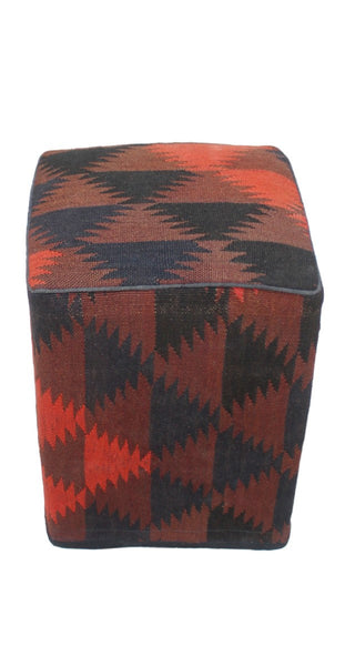 Kilim Pouf Mustapha, Brown (12"x12"x17")