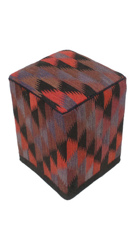 Kilim Pouf Amina, Brown (12"x12"x17")
