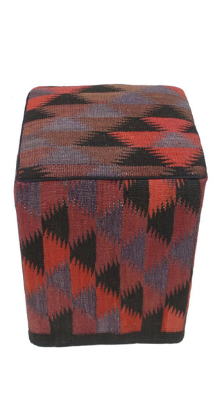 Kilim Pouf Amina, Brown (12"x12"x17")
