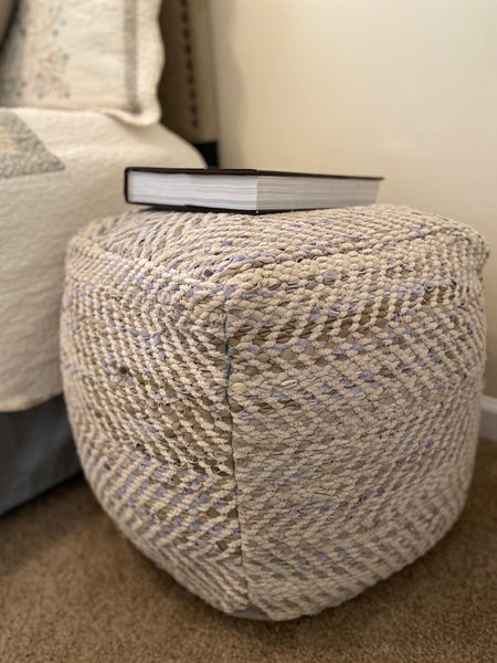 Callum Pouf, Beige (18"x18"x18")