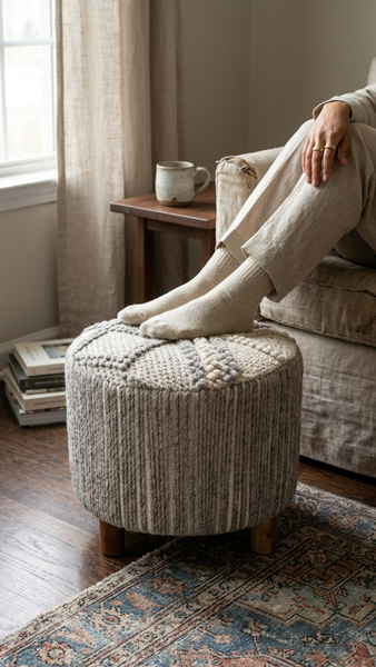 Millie  Stool, Grey (16"x16"x16")