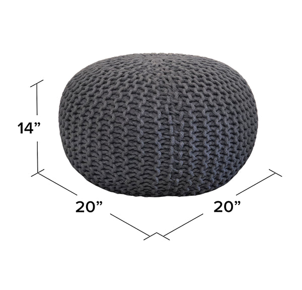 Weston Pouf, Grey (20"x20"x14")
