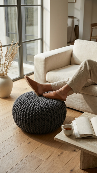 Weston Pouf, Grey (20"x20"x14")