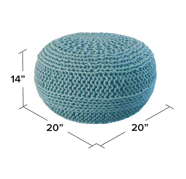 Jade Pouf, Seafoam (20"x20"x14")