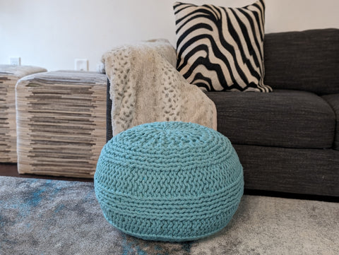 Jade Pouf, Seafoam (20"x20"x14")