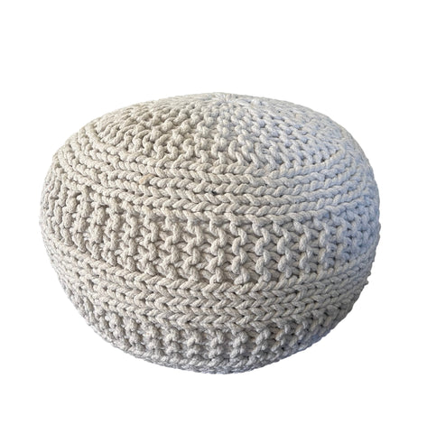 Amelia knitted Pouf, Ivory (20"x20"x14")