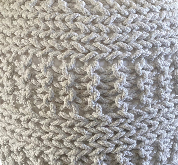 Amelia knitted Pouf, Ivory (20"x20"x14")