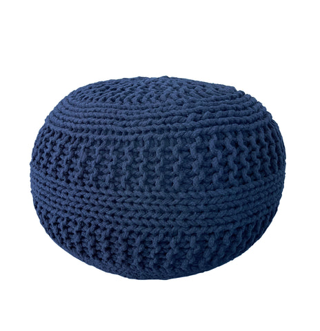 Amelia knitted Pouf, Navy (20"x20"x14")