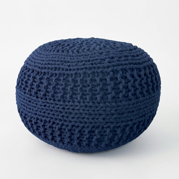 Amelia knitted Pouf, Navy (20"x20"x14")