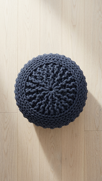 Amelia knitted Pouf, Navy (20"x20"x14")