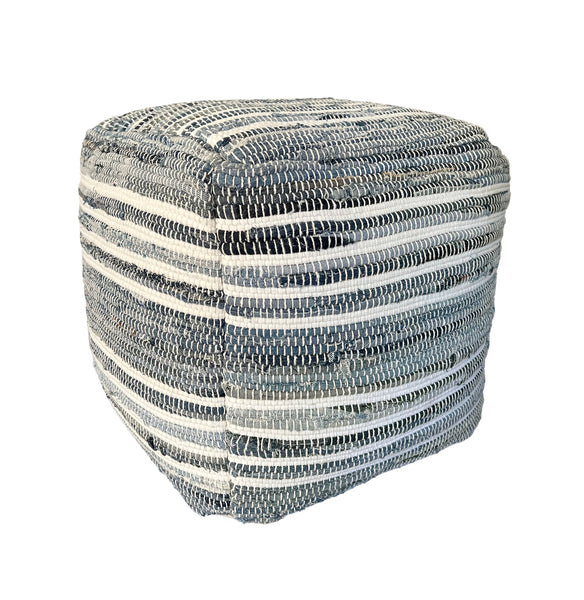 Billy Jean Pouf Blue/White 18"x18"x18"