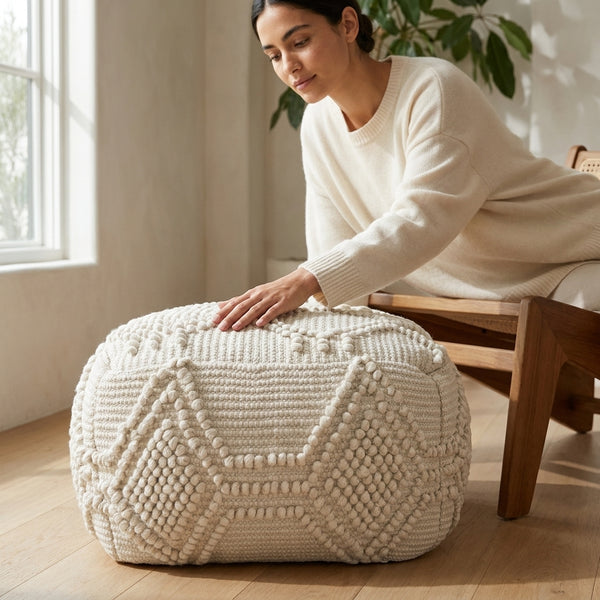 Ivy Floor Wool Pouf