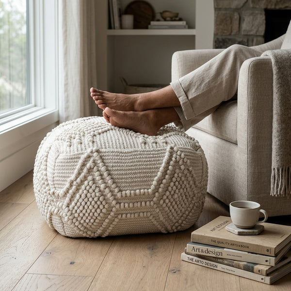 Ivy Floor Wool Pouf