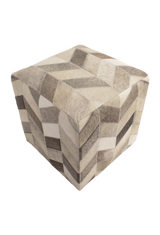 Geometric Hide Pouf Ashton, Grey (18"x18"x18")