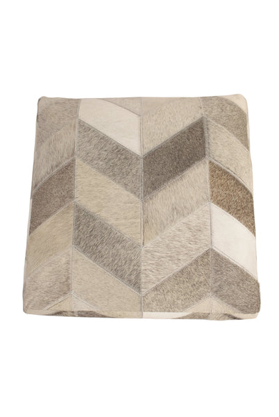 Geometric Hide Pouf Ashton, Grey (18"x18"x18")