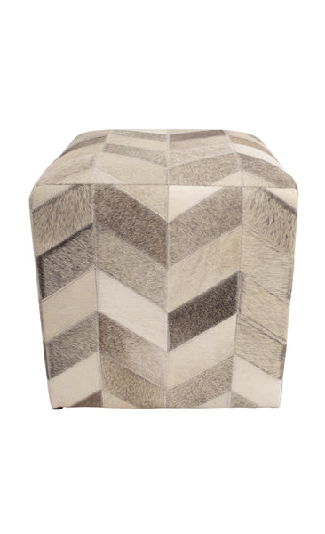 Geometric Hide Pouf Ashton, Grey (18"x18"x18")
