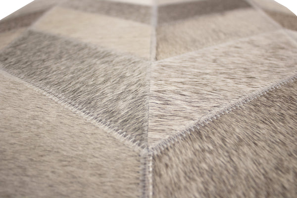 Geometric Hide Pouf Ashton, Grey (18"x18"x18")