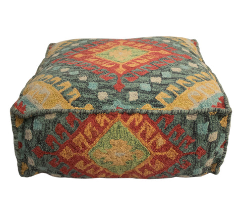 Southwestern Cotton Pouf Hayden, Blue (24"x24"x8")