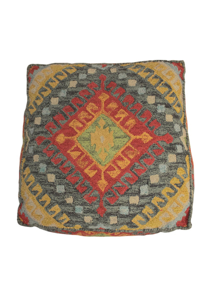 Southwestern Cotton Pouf Hayden, Blue (24"x24"x8")
