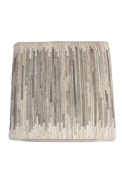 Striped Hide Pouf Maxwell, Beige (18"x18"x18")