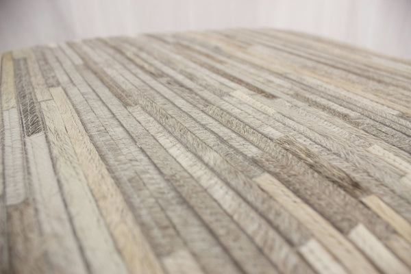 Striped Hide Pouf Maxwell, Beige (18"x18"x18")