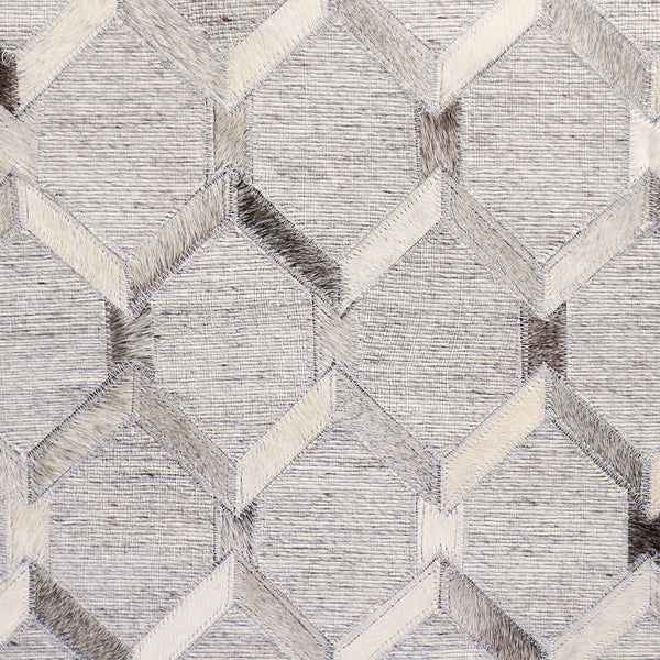 Beverly Geometric Hide Pouf, Ivory (18"x18"x18")