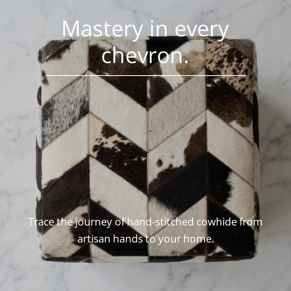 Geometric Hide Pouf Levi, Black (18"x18"x18")