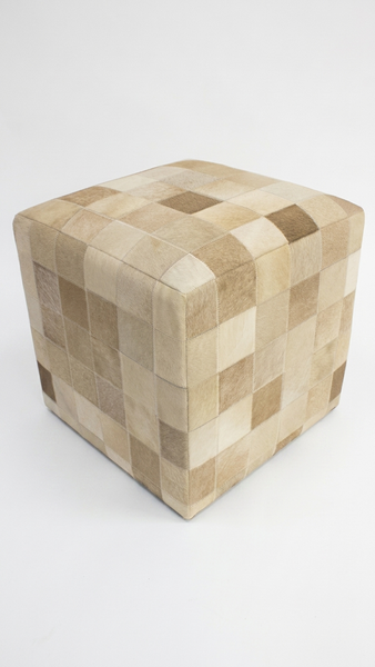 Geometric Hide Pouf Lucas, Brown (18"x18"x18")