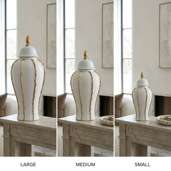 Mason White/Gold Ruffle Ginger Jar (Multiple sizes)