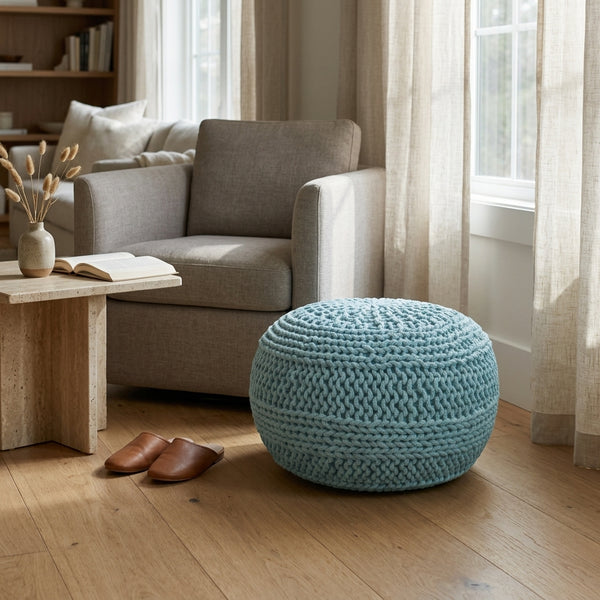 Jade Pouf, Seafoam (20"x20"x14")