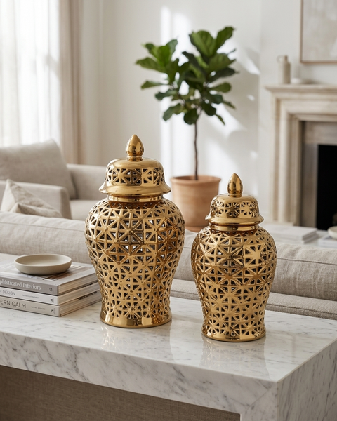 Aria Gold Ginger Jar (Multiple sizes)