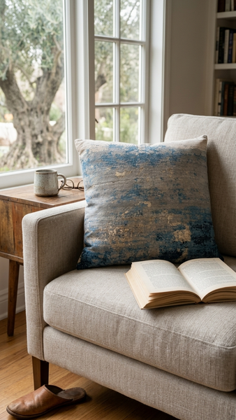 Ocean Throw Pillow, Silver (20"x20"x4")