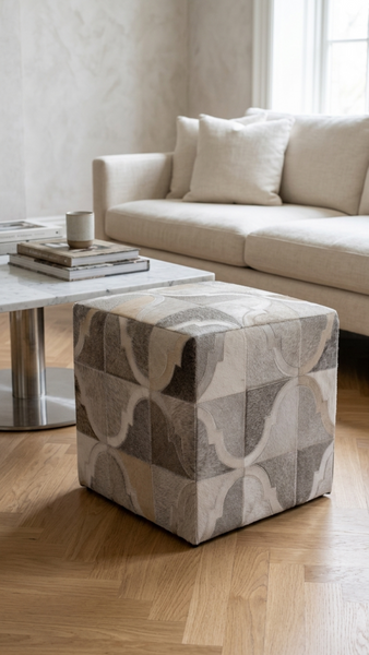 Geometric Hide Pouf Braxton