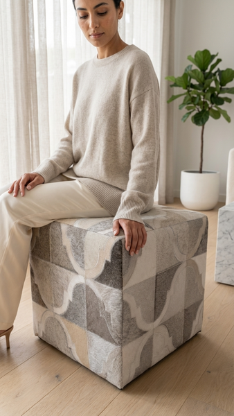 Geometric Hide Pouf Braxton