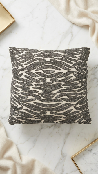 Abott Throw Pillow, Ivory (18"x18"x3")