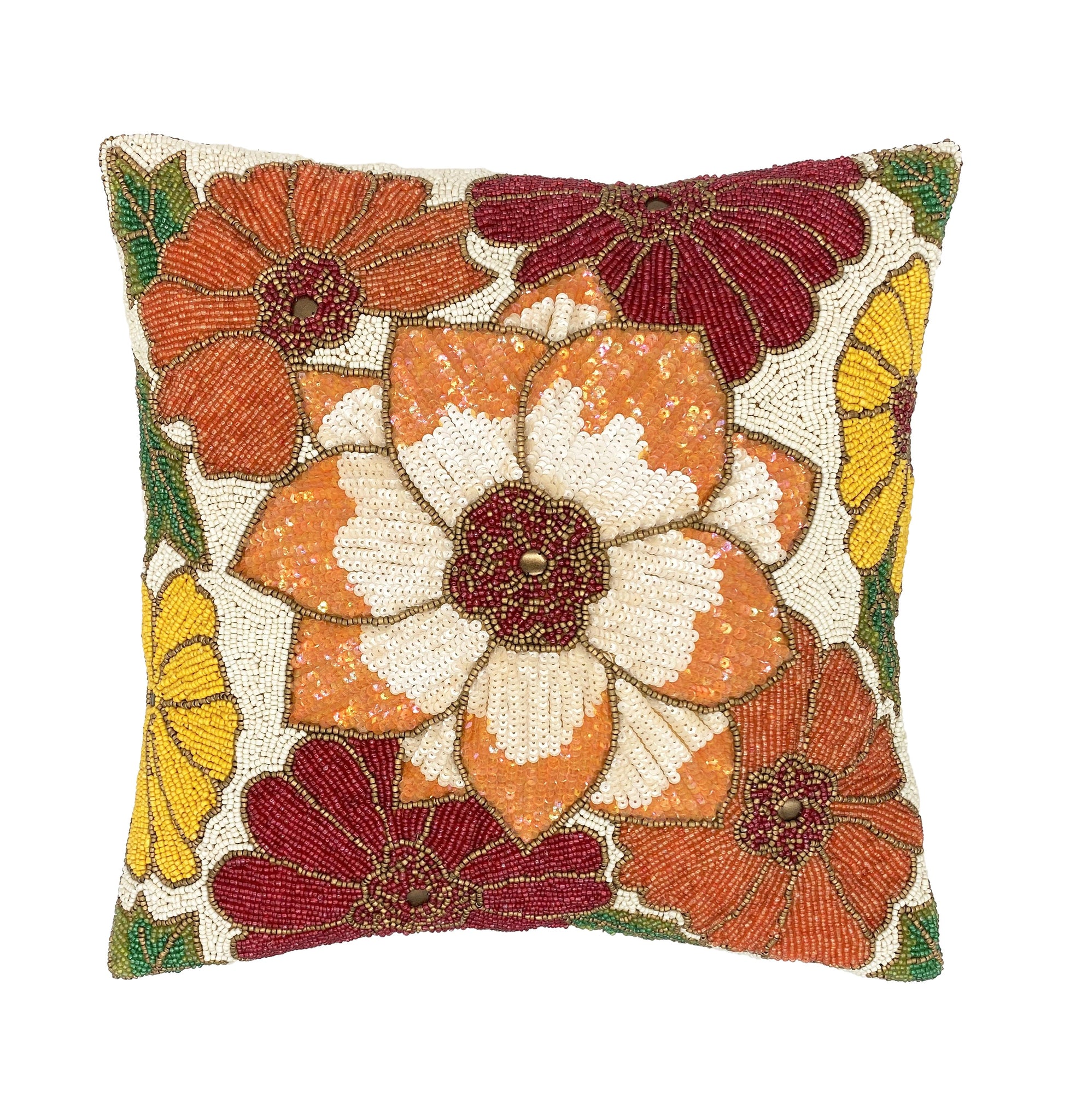 Kaci Throw Pillow, Orange (16"x16"x4")