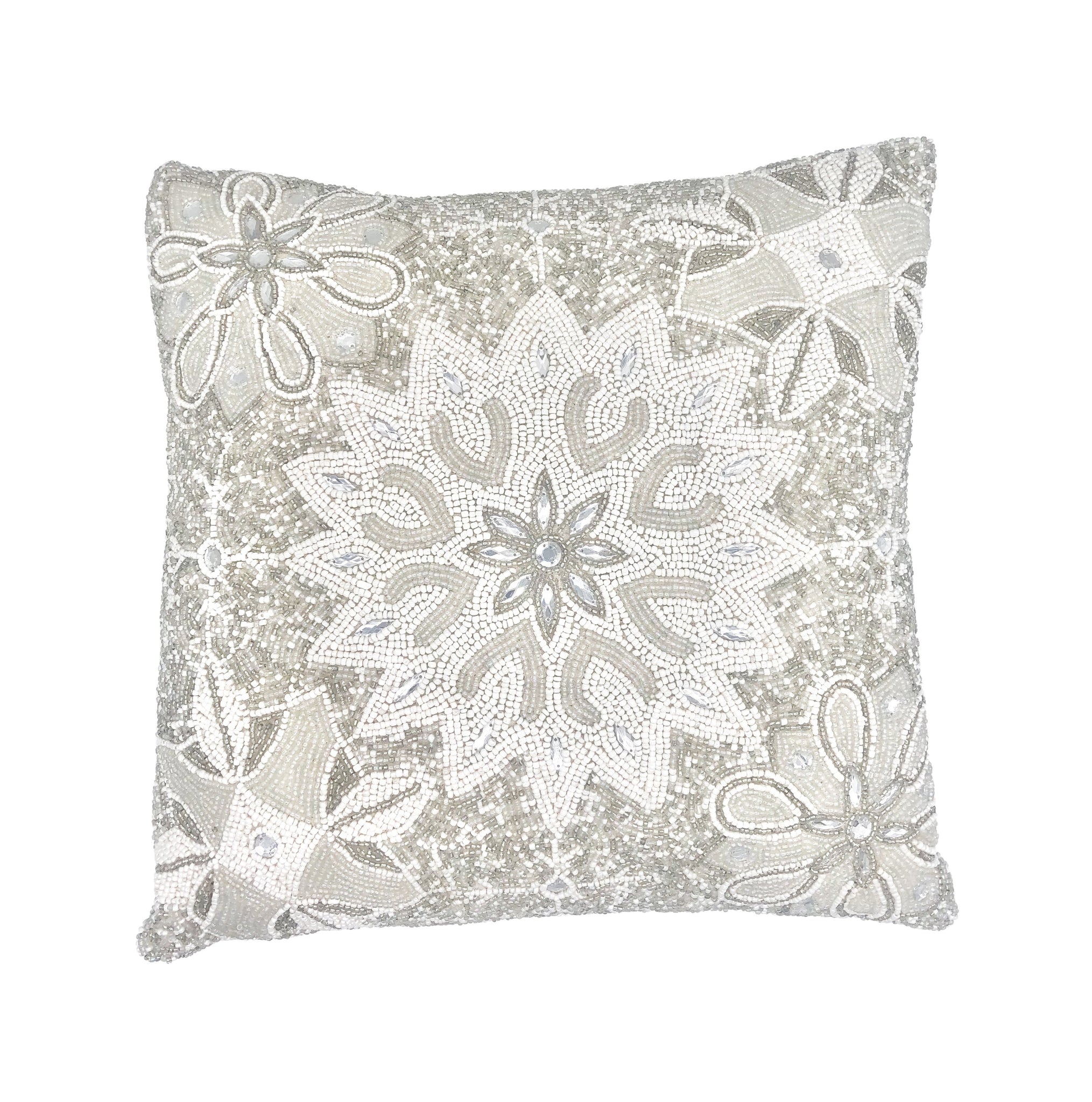 Flake Throw Pillow, White (16"x16"x4")